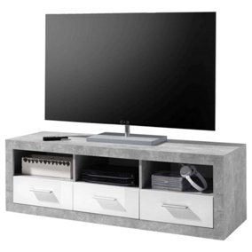 Pietra Large TV Cabinet Grey and White Gloss