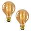 Pifco 2PC Ambient Glow Vintage Style Light Bulbs G125 40W 200Lm B22