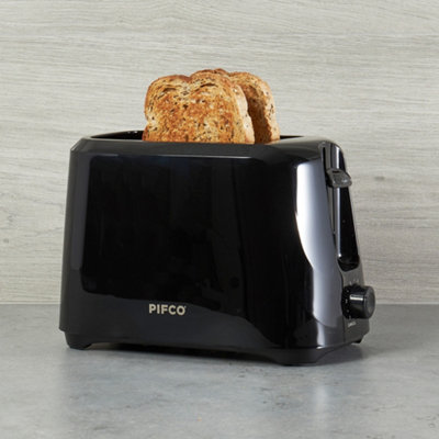 PIFCO Essentials Black Toaster 2 Slice - Compact Design with 6 browning ...
