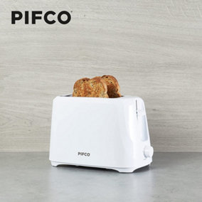PIFCO Essentials White 2 Slice Toaster - Compact Design with 6 browning controls - Anti-Jam Function  - 700W