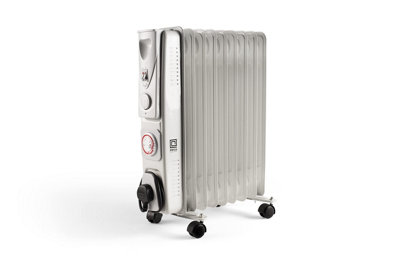 PIFCO Oil Filled Radiator 2000W White 9 Fin 3 Heat Settings 800W, 1200W, 2000W 24hr timer Oil Heater