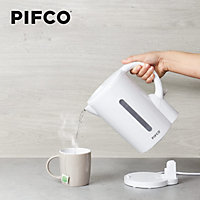 PIFCO White Kettle - 1.7 Litre Capacity - BPA Free - Auto Shut-Off and Boil-Dry Protection - Anti-Scale Filter and Anti Slip Feet
