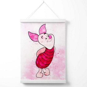 Piglet Watercolour Winnie the Pooh Poster with Hanger / 33cm / White