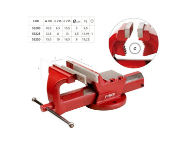 PIHER BENCH VICE WITH SQUARE RUNNER 15CM TUBES - 55250