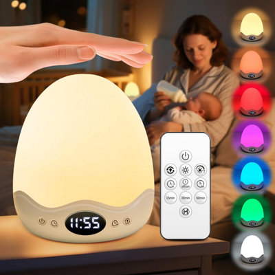 Pikoy Egg Light Baby Night with Clock,10 Colors &10 Brightness Levels ...