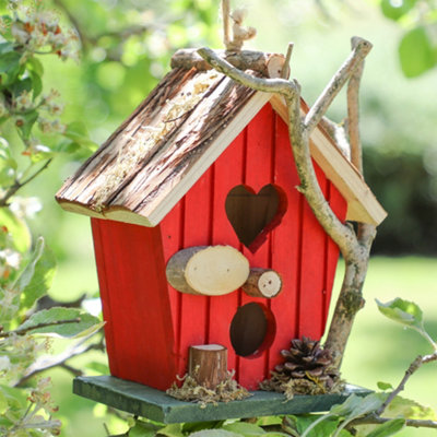 Pillar Box Red Decorative Hanging Bird House Garden Lodge Birdbox Wood