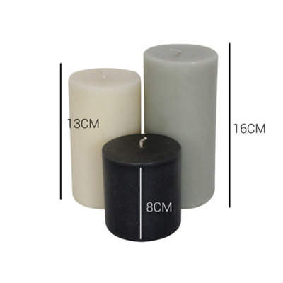 Pillar Candle Set of 3 Black & White Two Tone Candles by Laeto Ageless Aromatherapy - FREE DELIVERY INCLUDED - 4