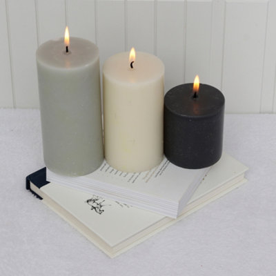 Pillar Candle Set of 3 Black & White Two Tone Candles by Laeto Ageless Aromatherapy - FREE DELIVERY INCLUDED - 5