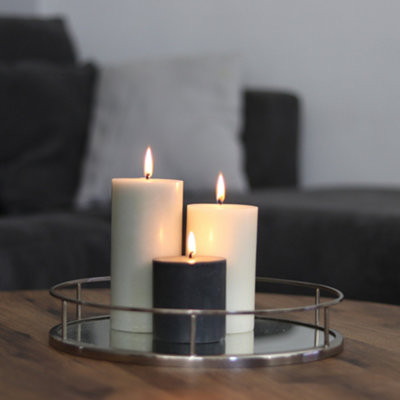 Pillar Candle Set of 3 Black & White Two Tone Candles by Laeto Ageless Aromatherapy - FREE DELIVERY INCLUDED - 6