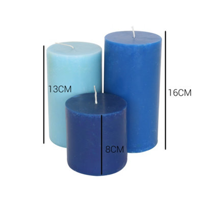 Pillar Candle Set of 3 Blue Candles by Laeto Ageless Aromatherapy - FREE DELIVERY INCLUDED - 4