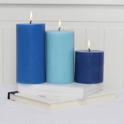 Pillar Candle Set of 3 Blue Candles by Laeto Ageless Aromatherapy - FREE DELIVERY INCLUDED - 5