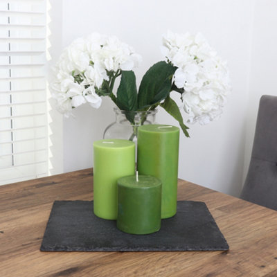 Pillar Candle Set of 3 Green Candles by Laeto Ageless Aromatherapy - FREE DELIVERY INCLUDED - 3