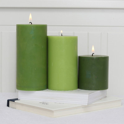 Pillar Candle Set of 3 Green Candles by Laeto Ageless Aromatherapy - FREE DELIVERY INCLUDED - 5
