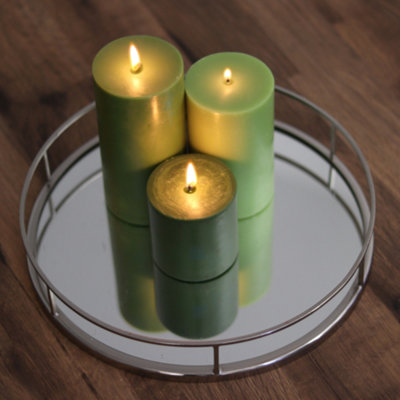 Pillar Candle Set of 3 Green Candles by Laeto Ageless Aromatherapy - FREE DELIVERY INCLUDED - 6