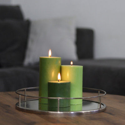 Pillar Candle Set of 3 Green Candles by Laeto Ageless Aromatherapy - FREE DELIVERY INCLUDED - 7