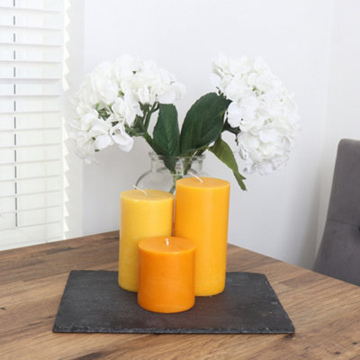 Pillar Candle Set of 3 Orange Candles by Laeto Ageless Aromatherapy - FREE DELIVERY INCLUDED - 3