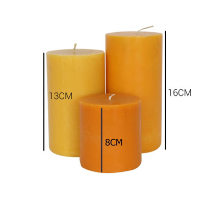 Pillar Candle Set of 3 Orange Candles by Laeto Ageless Aromatherapy - FREE DELIVERY INCLUDED - 4