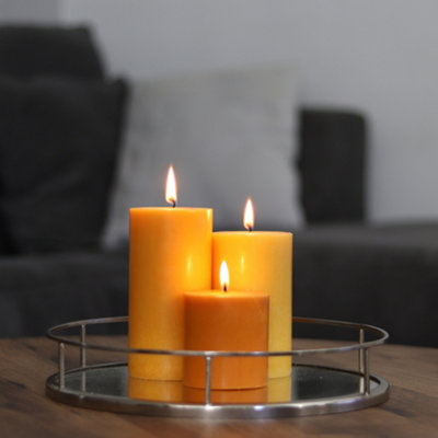 Pillar Candle Set of 3 Orange Candles by Laeto Ageless Aromatherapy - FREE DELIVERY INCLUDED - 6