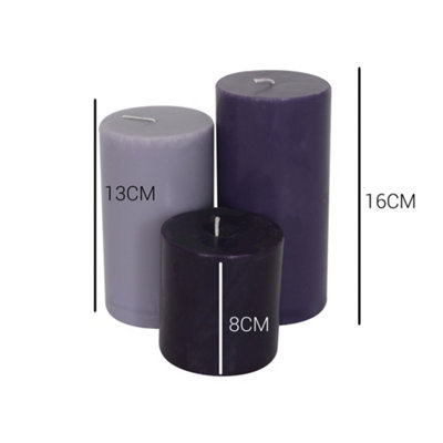 Pillar Candle Set of 3 Purple Candles by Laeto Ageless Aromatherapy - FREE DELIVERY INCLUDED - 4