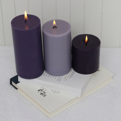 Pillar Candle Set of 3 Purple Candles by Laeto Ageless Aromatherapy - FREE DELIVERY INCLUDED - 5