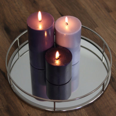 Pillar Candle Set of 3 Purple Candles by Laeto Ageless Aromatherapy - FREE DELIVERY INCLUDED - 6