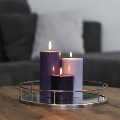 Pillar Candle Set of 3 Purple Candles by Laeto Ageless Aromatherapy - FREE DELIVERY INCLUDED - 7