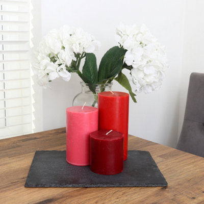 Pillar Candle Set of 3 Red Candles by Laeto Ageless Aromatherapy - FREE DELIVERY INCLUDED - 3