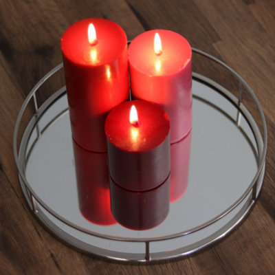Pillar Candle Set of 3 Red Candles by Laeto Ageless Aromatherapy - FREE DELIVERY INCLUDED - 6