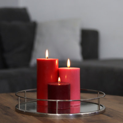 Pillar Candle Set of 3 Red Candles by Laeto Ageless Aromatherapy - FREE DELIVERY INCLUDED - 7