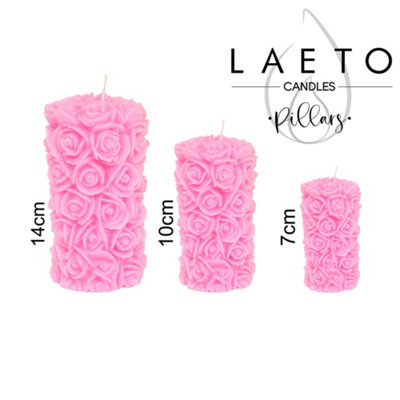 Pillar Candle Set of 3 Red Pink Candles by Laeto Ageless Aromatherapy - FREE DELIVERY INCLUDED - 5