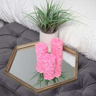 Pillar Candle Set of 3 Red Pink Candles by Laeto Ageless Aromatherapy - FREE DELIVERY INCLUDED - 6