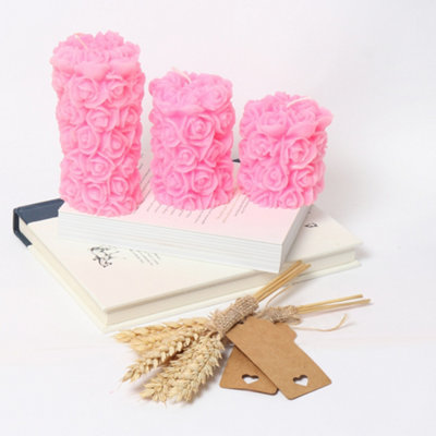 Pillar Candle Set of 3 Red Pink Candles by Laeto Ageless Aromatherapy - FREE DELIVERY INCLUDED - 7