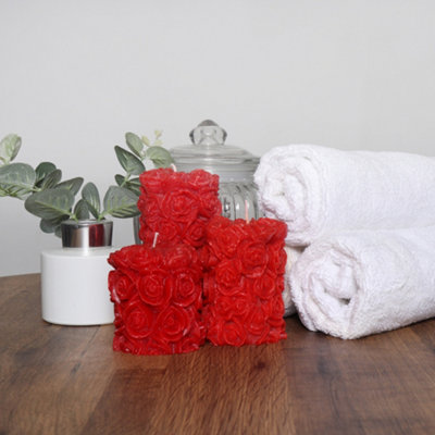Pillar Candle Set of 3 Red Rose Candles by Laeto Ageless Aromatherapy - FREE DELIVERY INCLUDED - 4