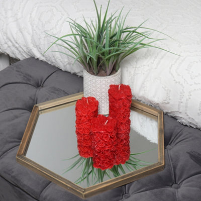 Pillar Candle Set of 3 Red Rose Candles by Laeto Ageless Aromatherapy - FREE DELIVERY INCLUDED - 6