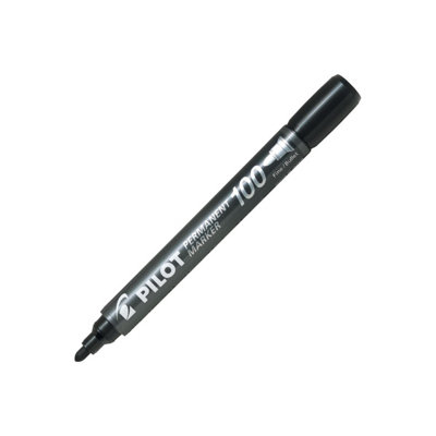 Pilot 100 Series, 4.5mm Bullet Tip Permanent Marker- Black (Box of 20)