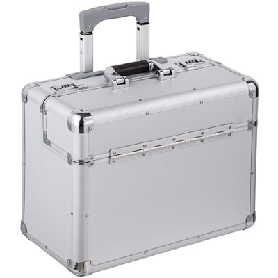 Pilot Case - aluminium, 2 wheels, 2 feet, telescopic handle, divided interior - grey