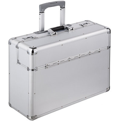 Pilot Case - aluminium, 2 wheels, 2 feet, telescopic handle, divided interior - grey