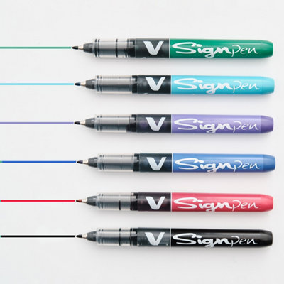 Pilot V Sign Liquid Ink Marker Pen Set - 6 Pack (Red, Light Blue, Blue ...