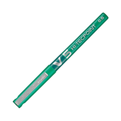 Pilot V5 Hi-Tecpoint Pen - 1 Pack (Green) 0.5mm Medium Needle Tip ...