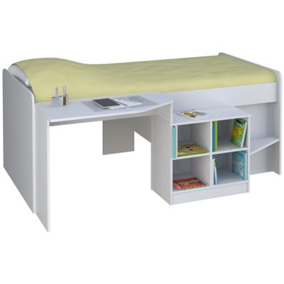 Pilot White Cabin Bed Single 3ft, Solid Frame, Kids