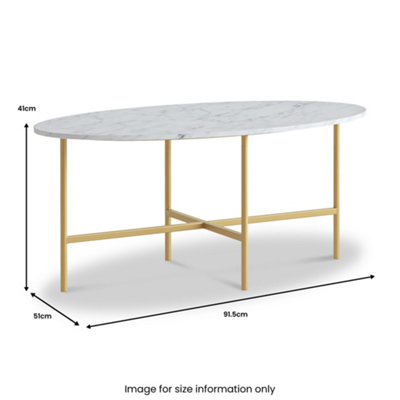Pimlico Grey Marble 78cm Round Coffee Table - Gold Metal Frame - By Roseland Furniture
