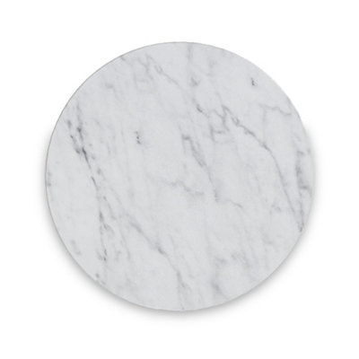 Pimlico White Marble 78cm Round Coffee Table - Dark Grey Metal Frame - By Roseland Furniture