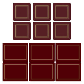 Pimpernel Classic Burgundy Placemats and Coasters Set of 6