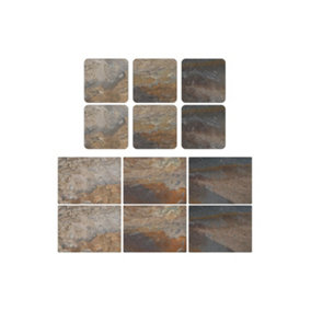 Pimpernel Earth Slate Design Placemats and Coasters Set of 6
