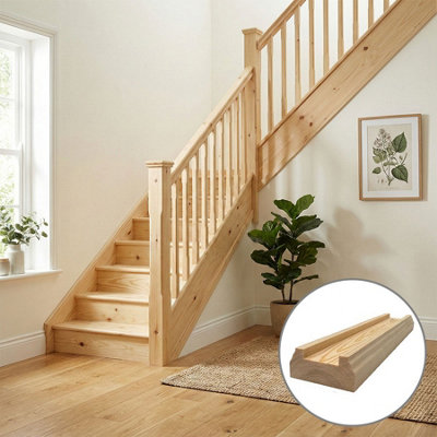 Pine Baserail TBR 3.0m 35mm Groove For Stair Spindles UK Manufactured ...