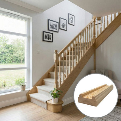 Pine Baserail TBR 3.6m 32mm Groove For Stair Spindles UK Manufactured ...