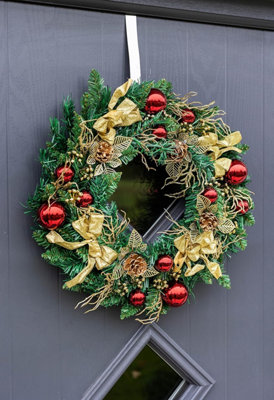 Pine Christmas Wreath with Baubles - Deluxe Assorted Designs Indoor Garland Decorations - Traditional Christmas Decorations - 3