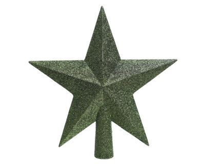 Pine Green Christmas Tree Star Topper Glitter Plastic Tree Decoration 20cm