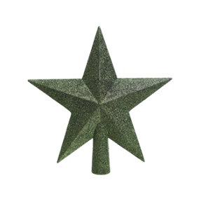 Pine Green Christmas Tree Star Topper Glitter Plastic Tree Decoration 20cm