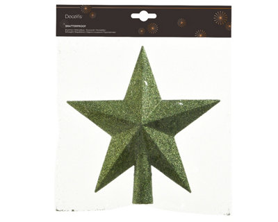 Pine Green Christmas Tree Star Topper Glitter Plastic Tree Decoration 20cm